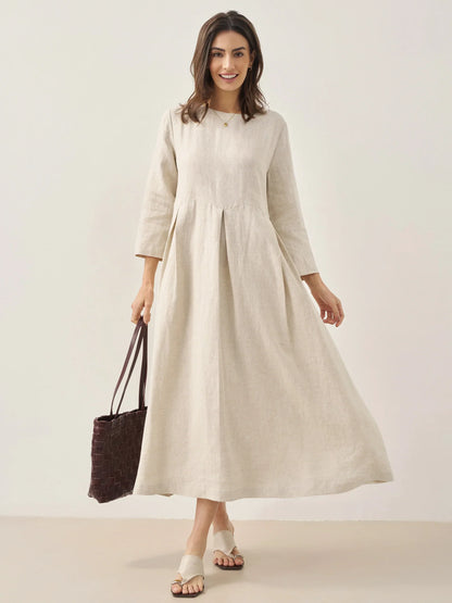 Élise™ | Robe longue en lin à plis