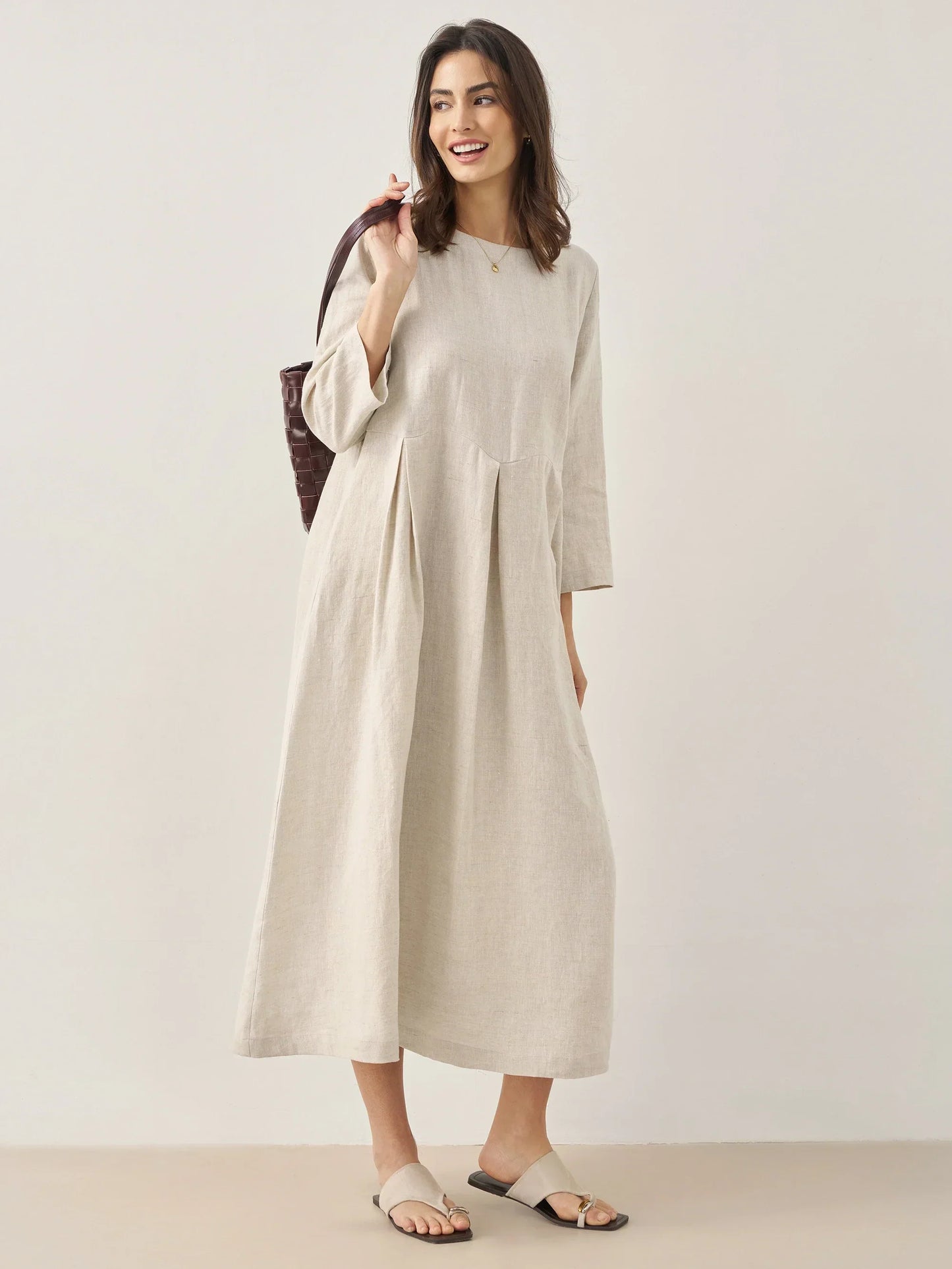 Élise™ | Robe longue en lin à plis