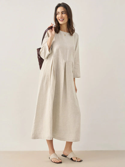 Élise™ | Robe longue en lin à plis