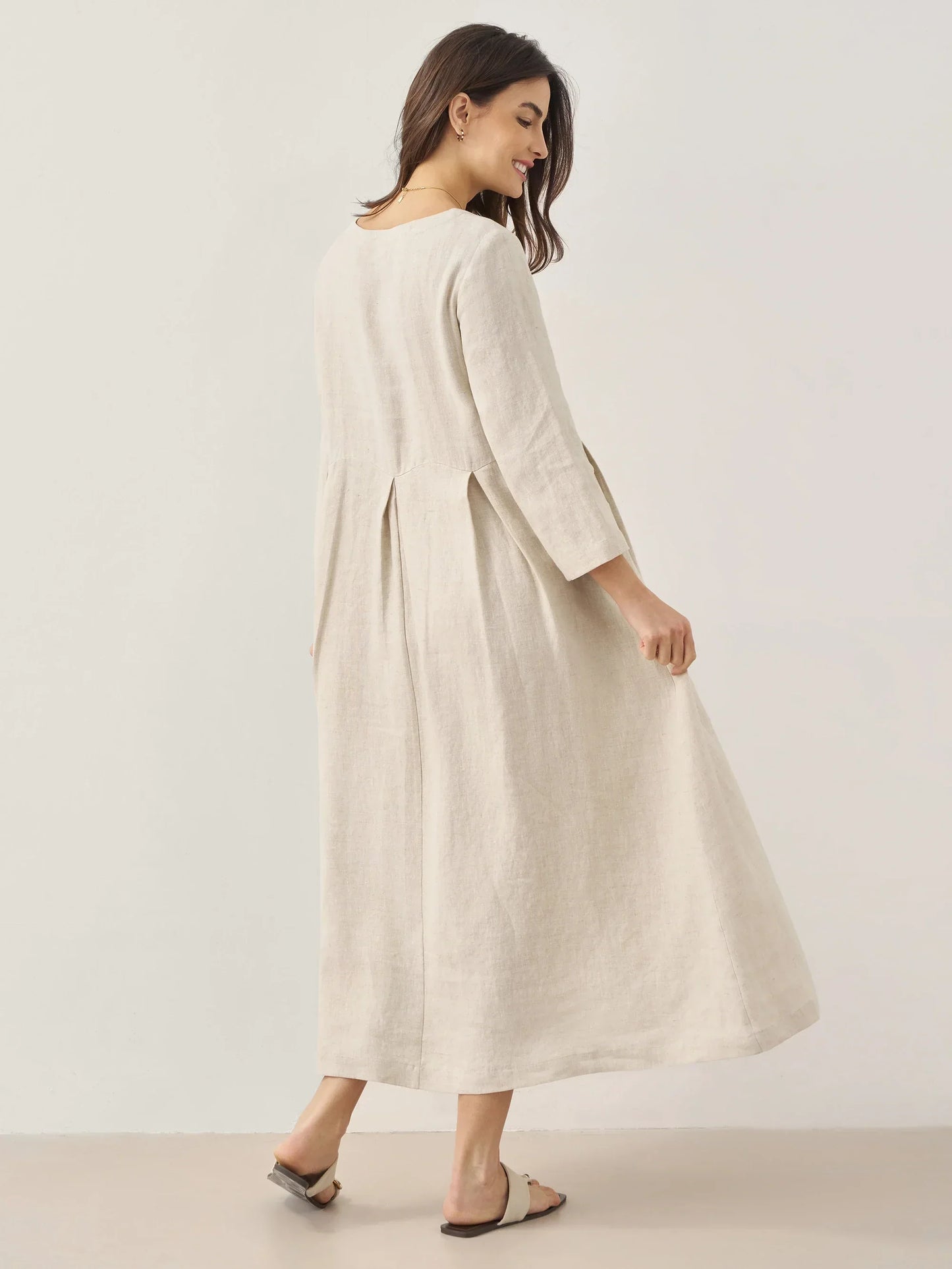 Élise™ | Robe longue en lin à plis