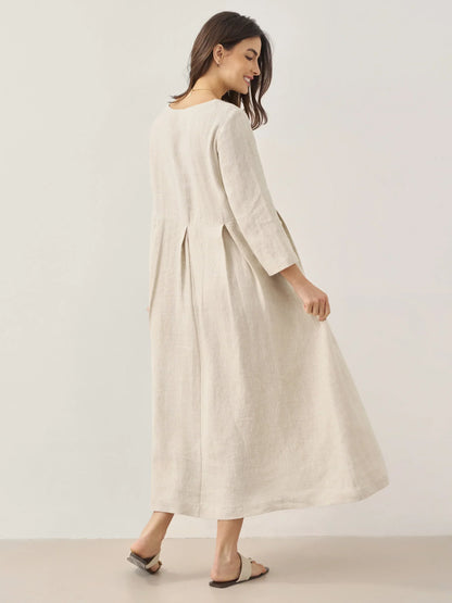 Élise™ | Robe longue en lin à plis