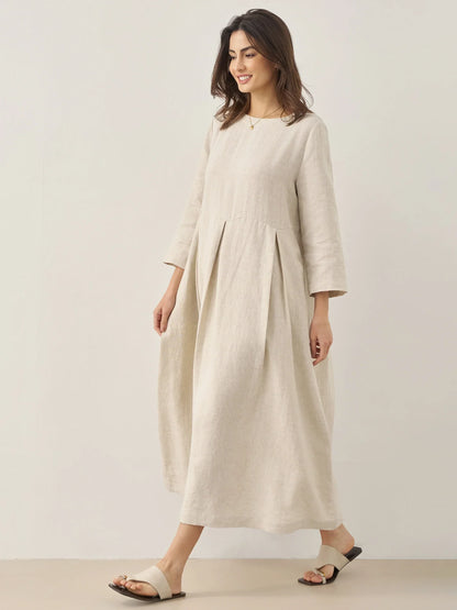 Élise™ | Robe longue en lin à plis