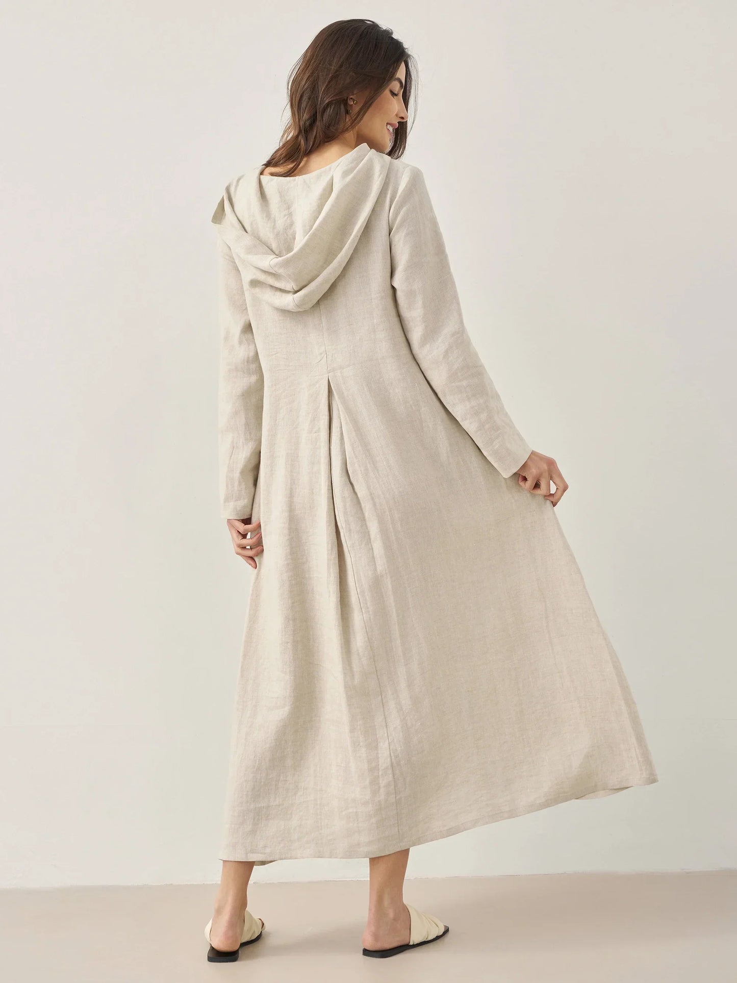 Solène™ | Robe longue en lin à capuche