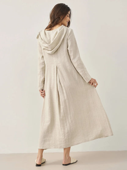 Solène™ | Robe longue en lin à capuche