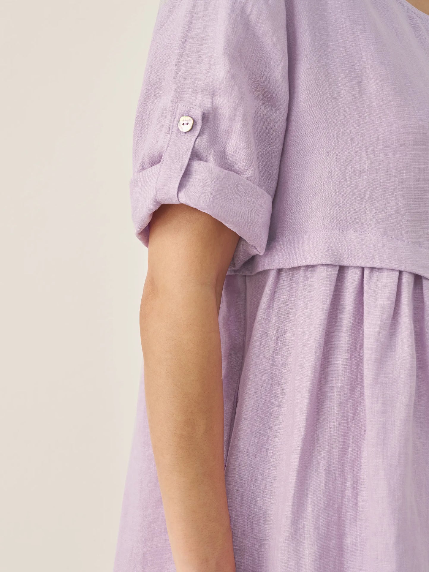 Lilou™ | Robe midi en lin à plis asymétriques