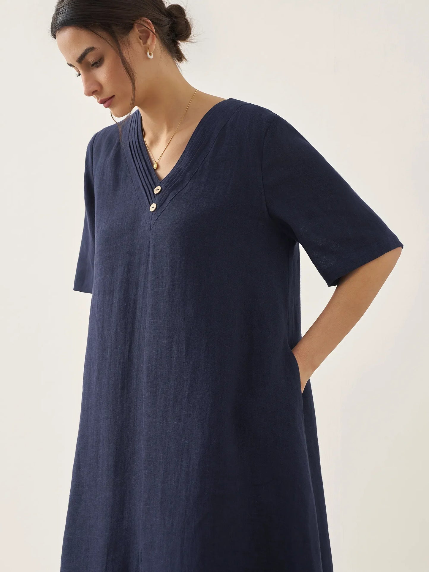 Juliette™ | Robe midi en lin à double épaisseur