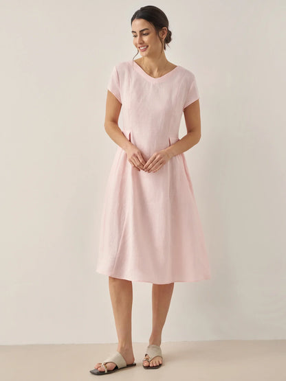 Camille™ | Robe d’été naturelle en lin à col en V