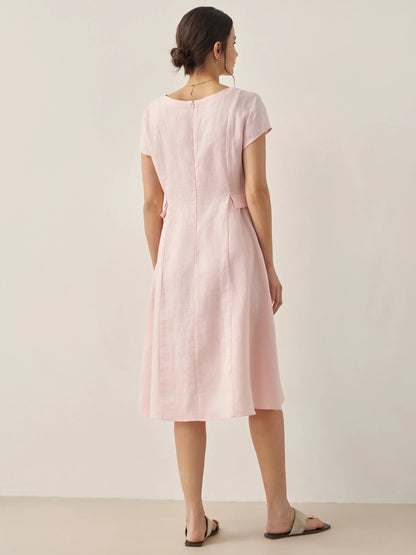 Camille™ | Robe d’été naturelle en lin à col en V
