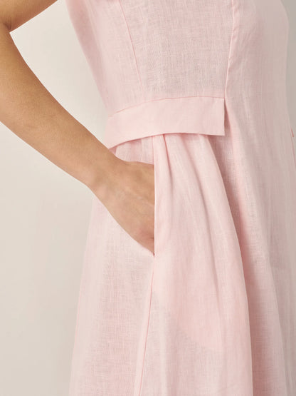 Camille™ | Robe d’été naturelle en lin à col en V