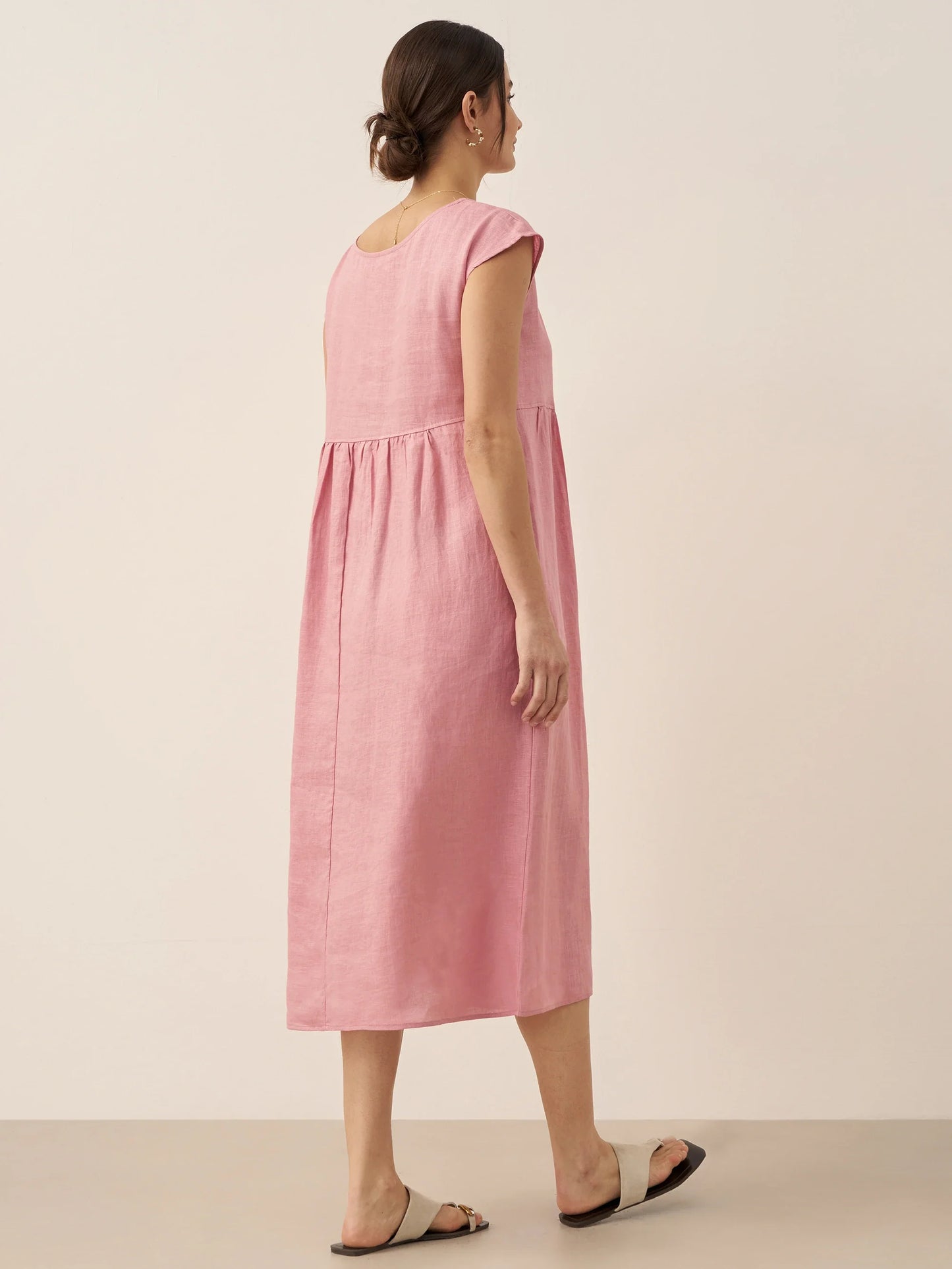 Jeanne™ | Robe longue en lin à manches courtes