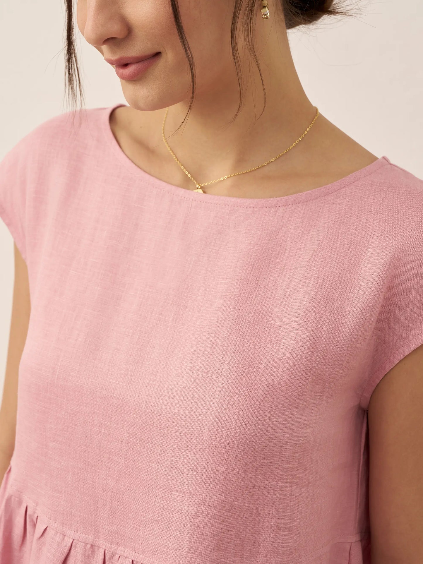 Jeanne™ | Robe longue en lin à manches courtes