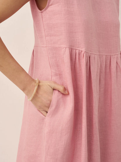 Jeanne™ | Robe longue en lin à manches courtes