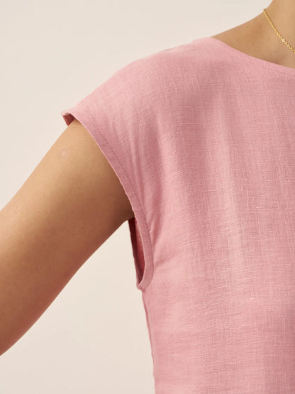 Jeanne™ | Robe longue en lin à manches courtes