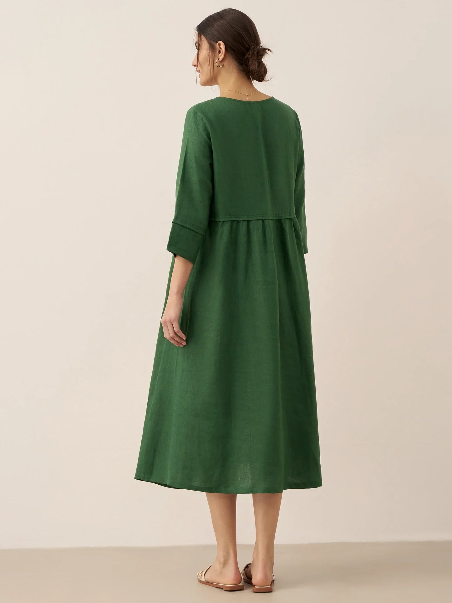 Lucie™ | Robe longue en lin à col en V