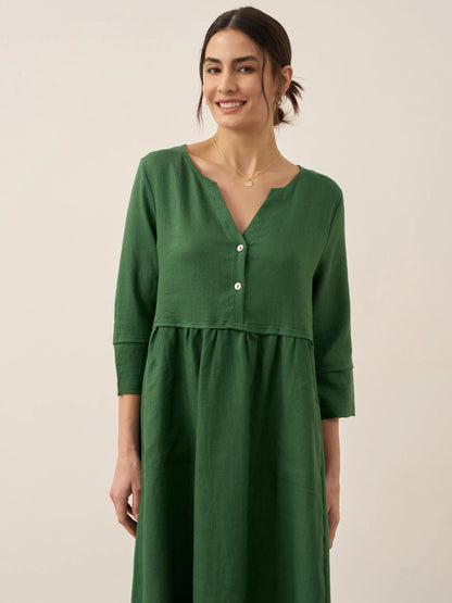 Lucie™ | Robe longue en lin à col en V