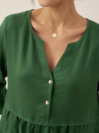 Lucie™ | Robe longue en lin à col en V