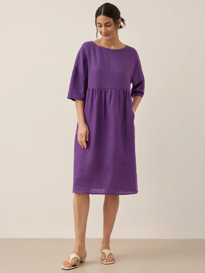 Clémence™ | Midikleid aus Leinen in A-Linie