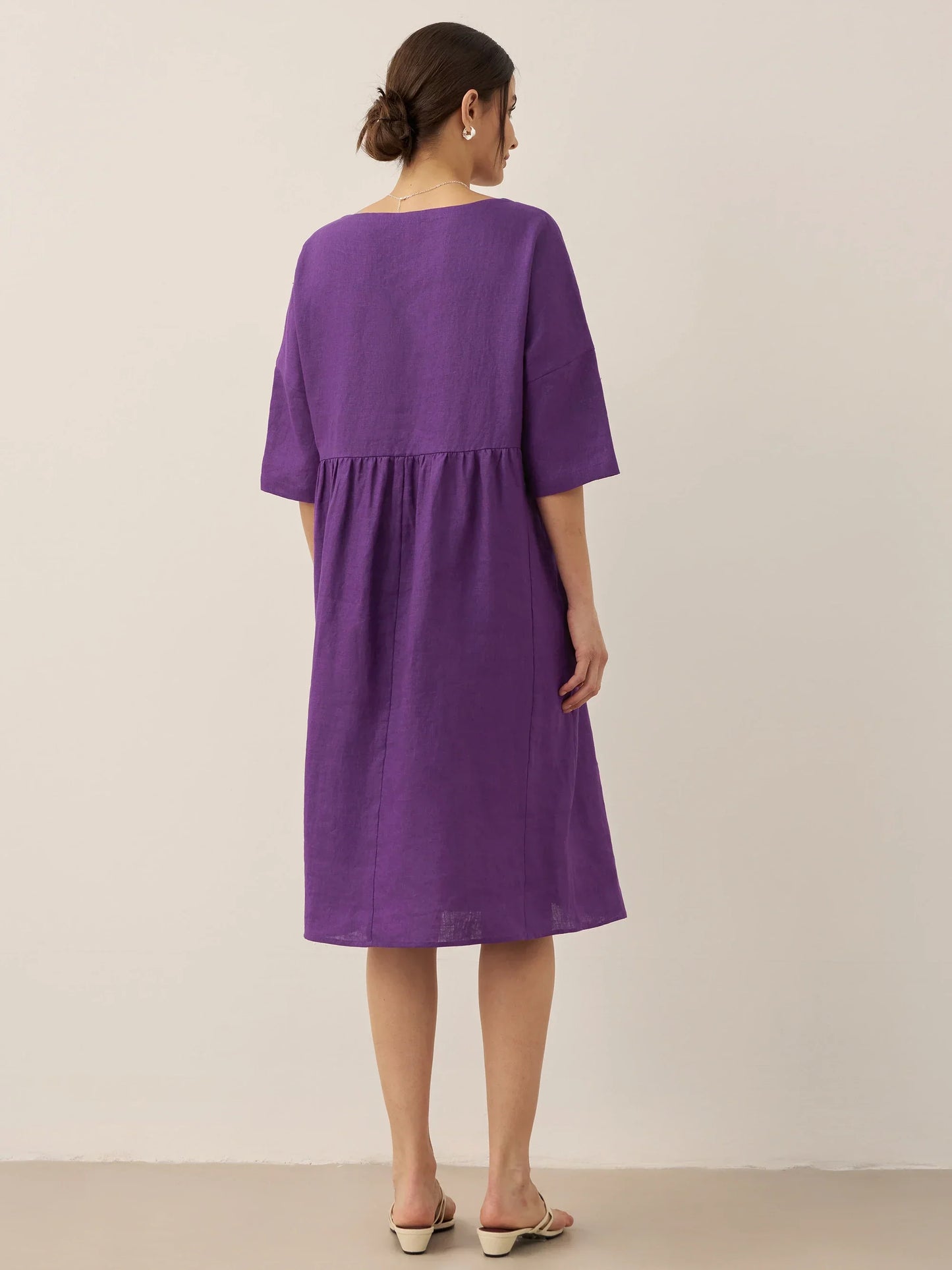 Clémence™ | Midikleid aus Leinen in A-Linie