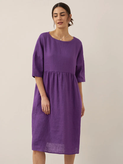 Clémence™ | Midikleid aus Leinen in A-Linie