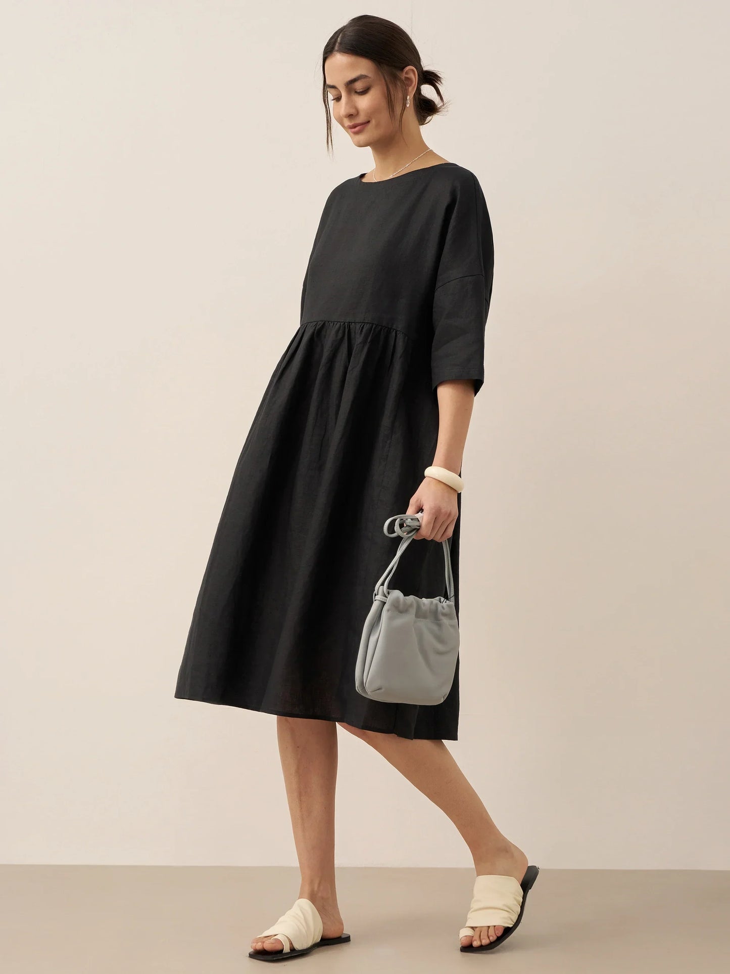 Clémence™ | Midikleid aus Leinen in A-Linie