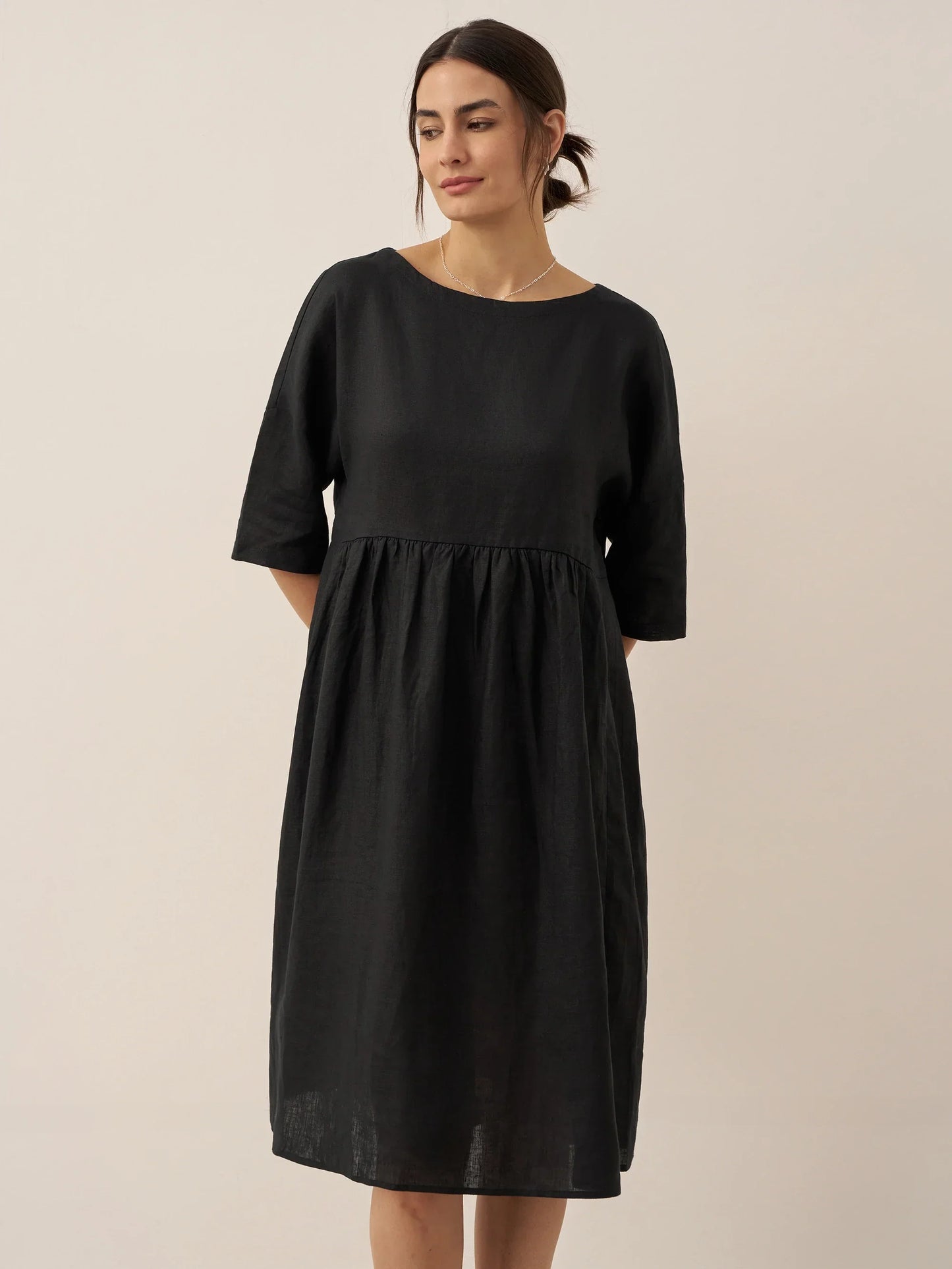 Clémence™ | Midikleid aus Leinen in A-Linie
