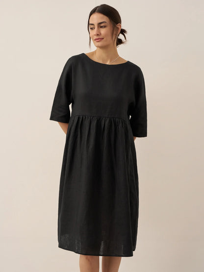 Clémence™ | Midikleid aus Leinen in A-Linie
