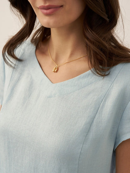 Camille™ | Robe d’été naturelle en lin à col en V
