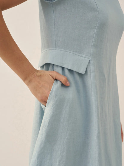 Camille™ | Robe d’été naturelle en lin à col en V