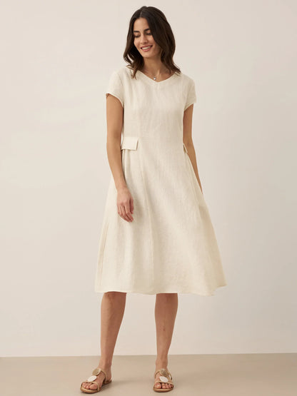 Camille™ | Robe d’été naturelle en lin à col en V