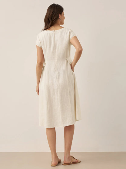 Camille™ | Robe d’été naturelle en lin à col en V