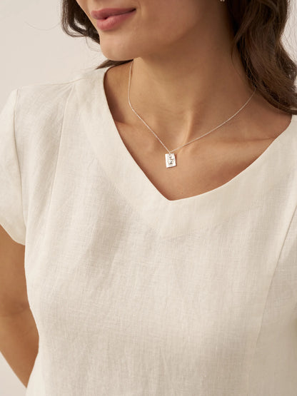 Camille™ | Robe d’été naturelle en lin à col en V