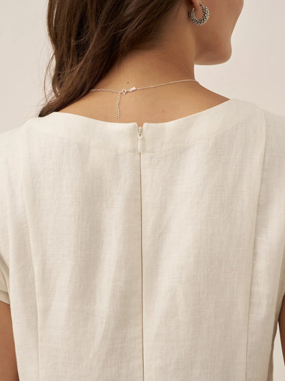 Camille™ | Robe d’été naturelle en lin à col en V