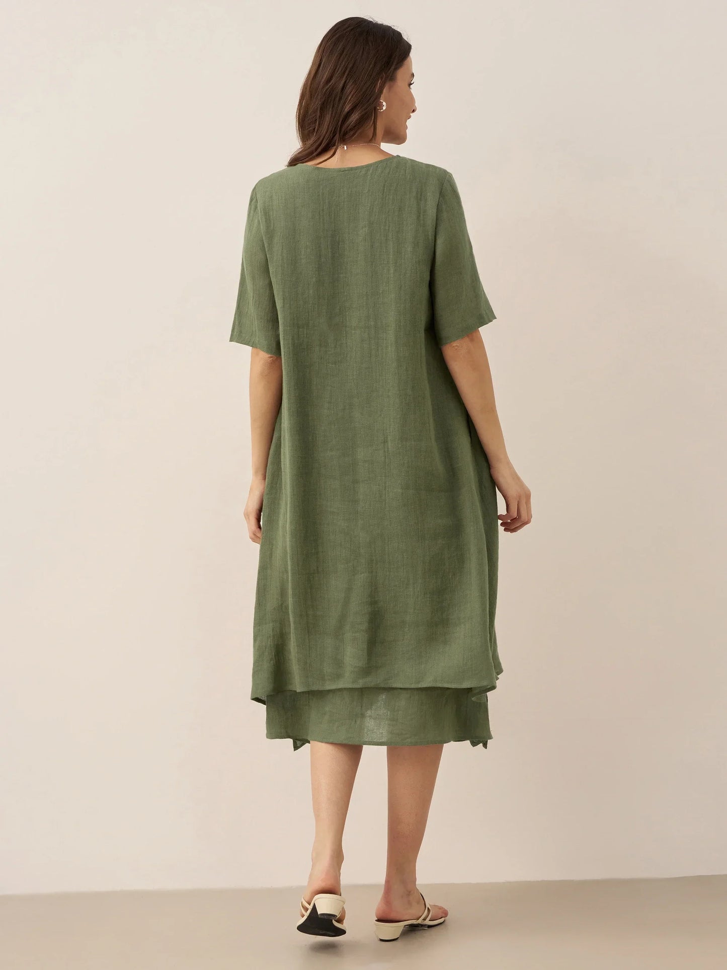 Juliette™ | Robe midi en lin à double épaisseur
