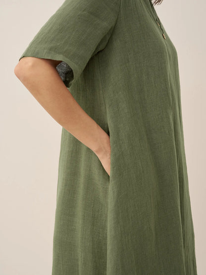 Juliette™ | Robe midi en lin à double épaisseur