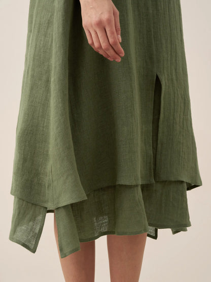 Juliette™ | Robe midi en lin à double épaisseur