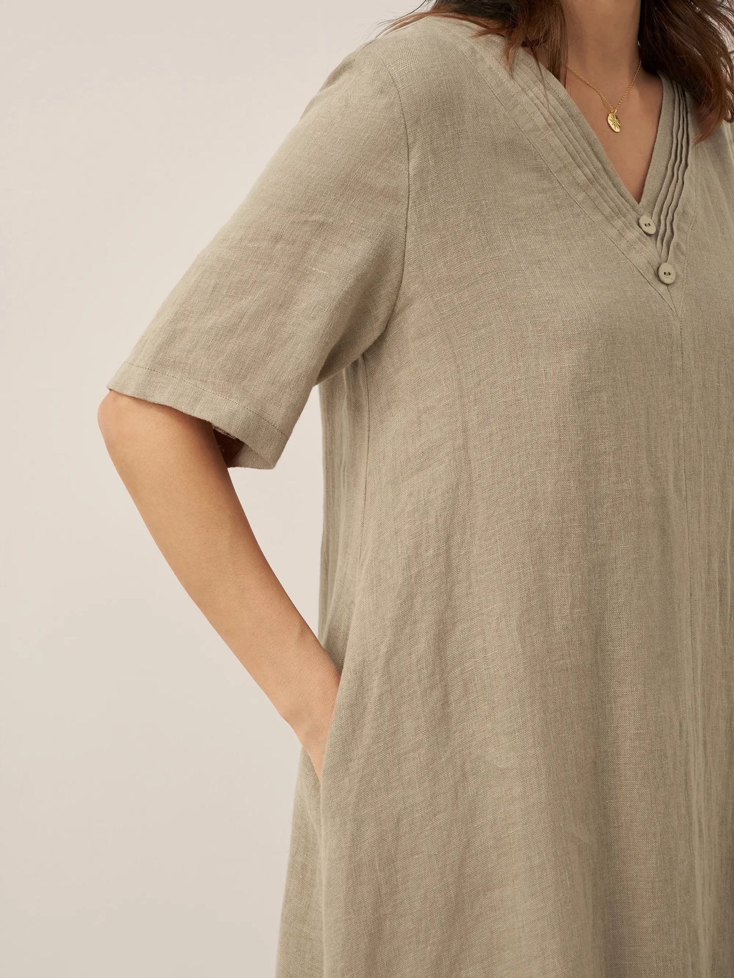 Juliette™ | Robe midi en lin à double épaisseur