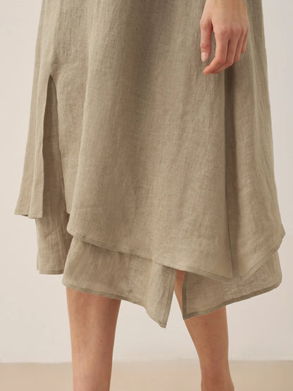 Juliette™ | Robe midi en lin à double épaisseur