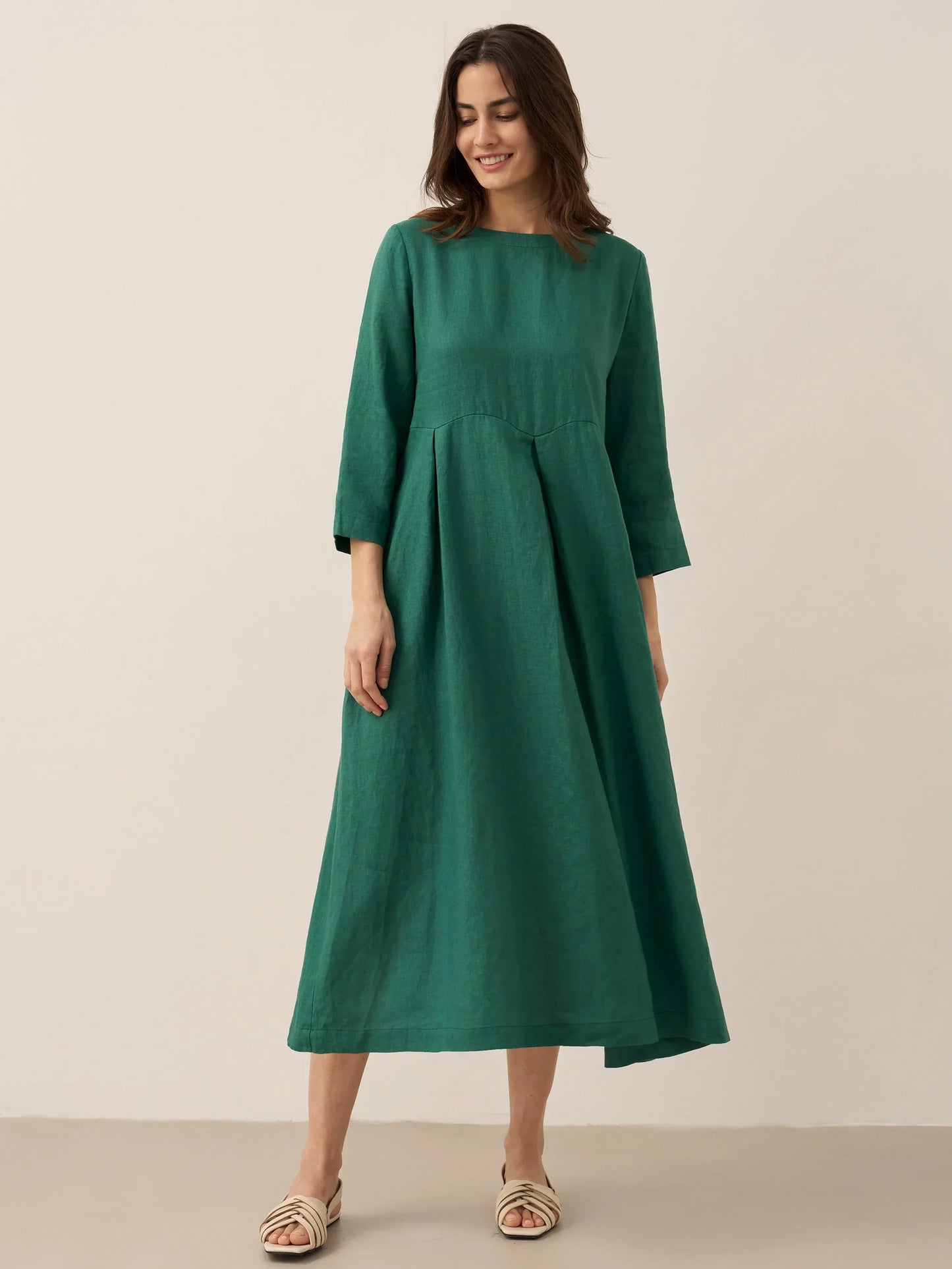 Élise™ | Robe longue en lin à plis