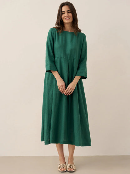 Élise™ | Robe longue en lin à plis