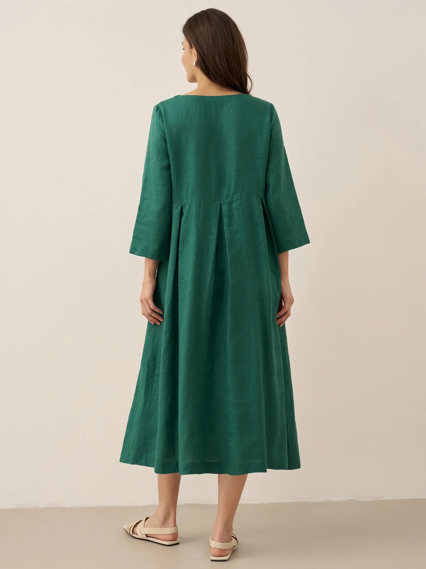 Élise™ | Robe longue en lin à plis