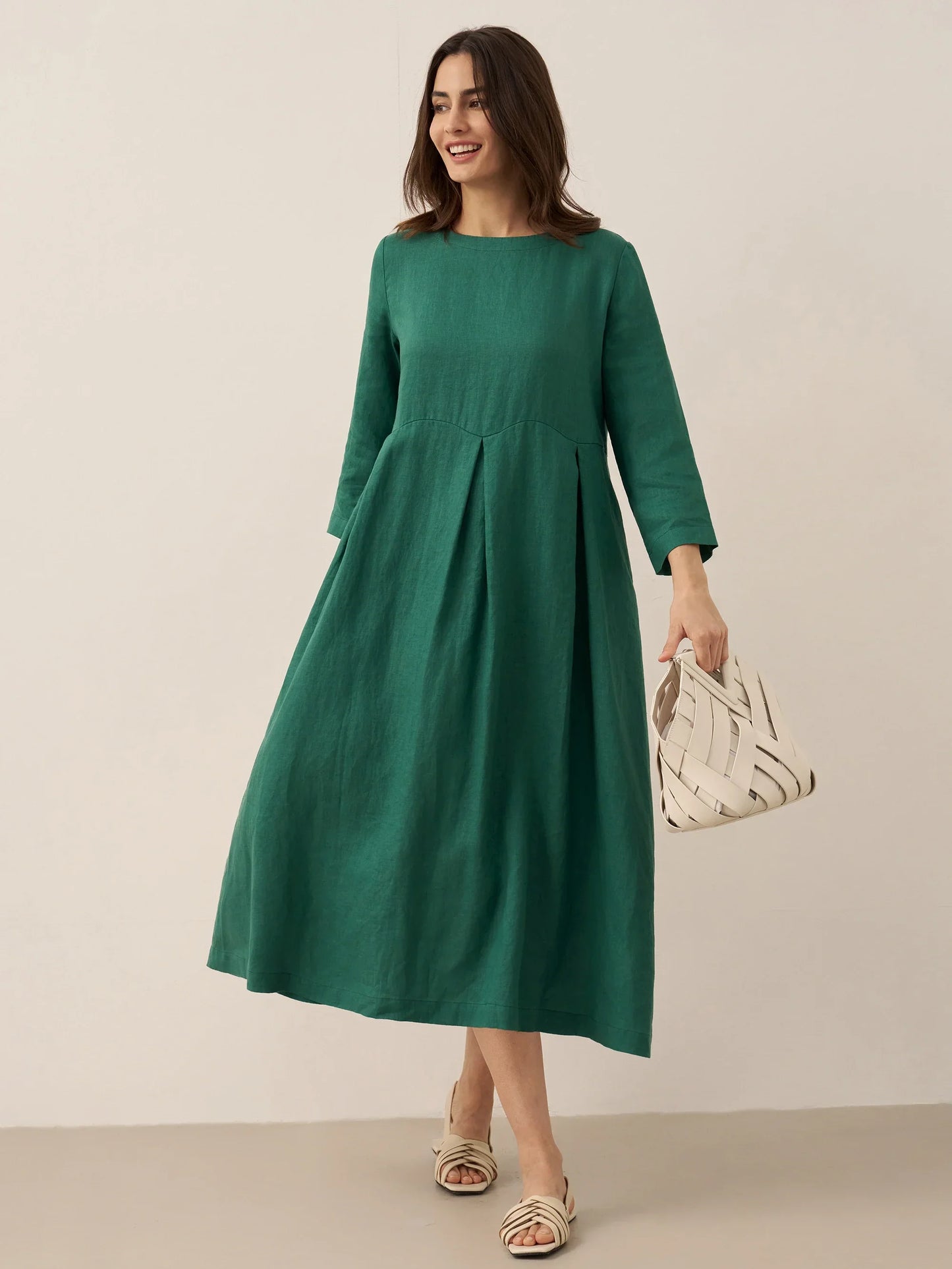 Élise™ | Robe longue en lin à plis