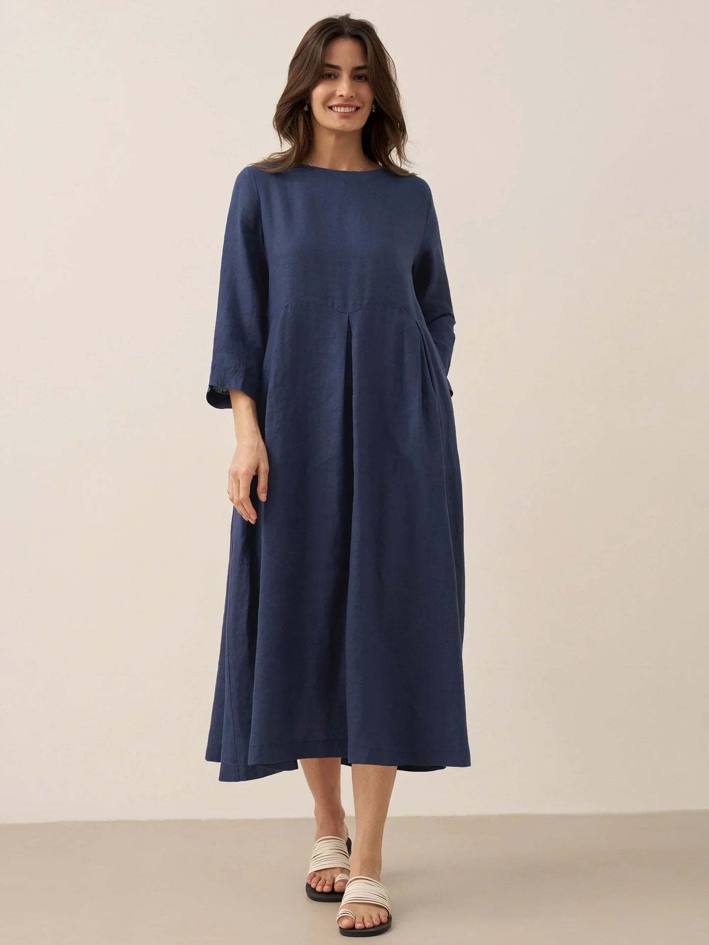 Élise™ | Robe longue en lin à plis