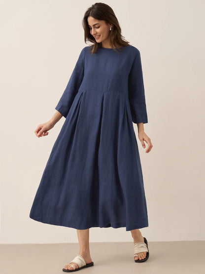 Élise™ | Robe longue en lin à plis