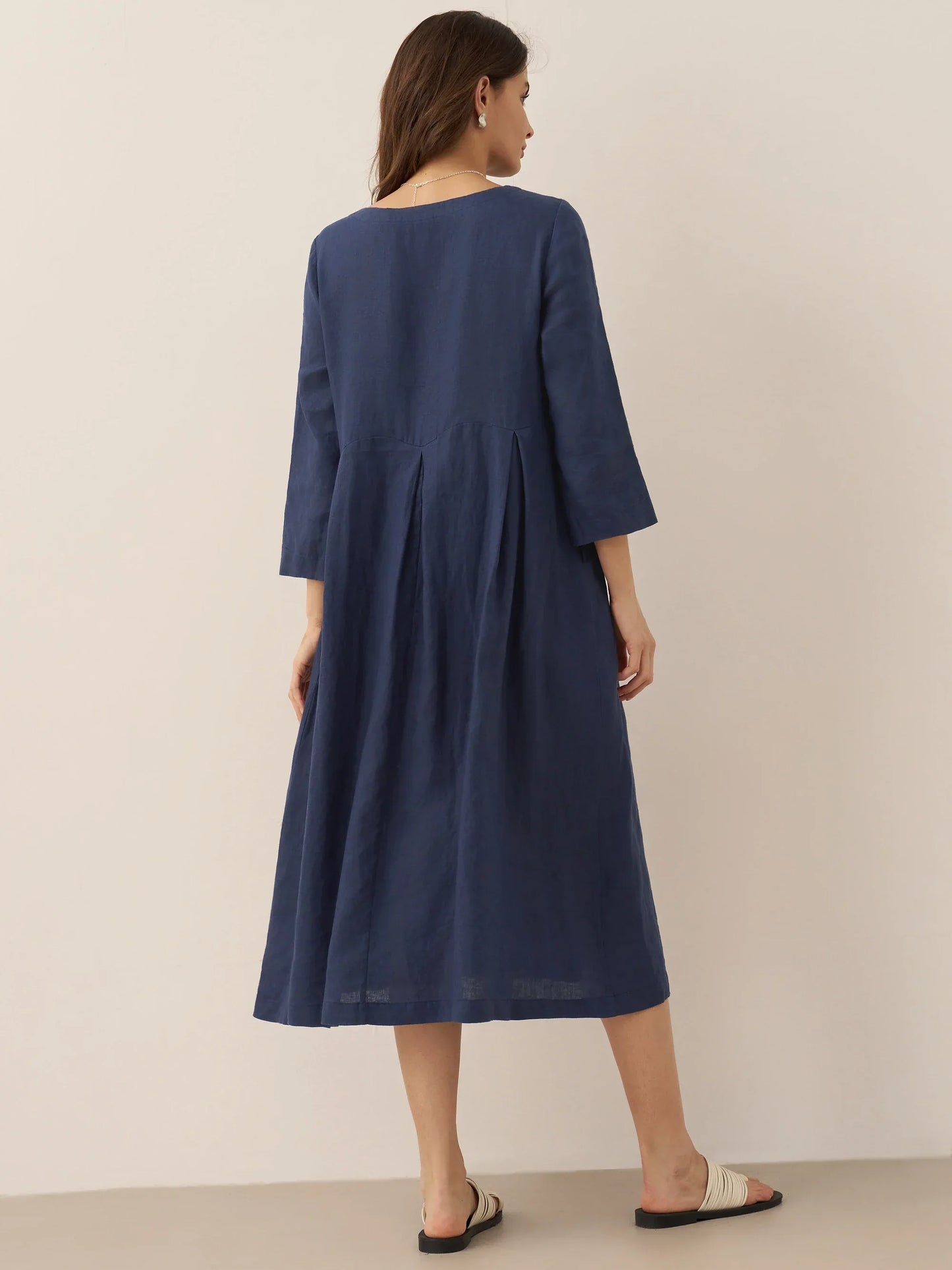 Élise™ | Robe longue en lin à plis