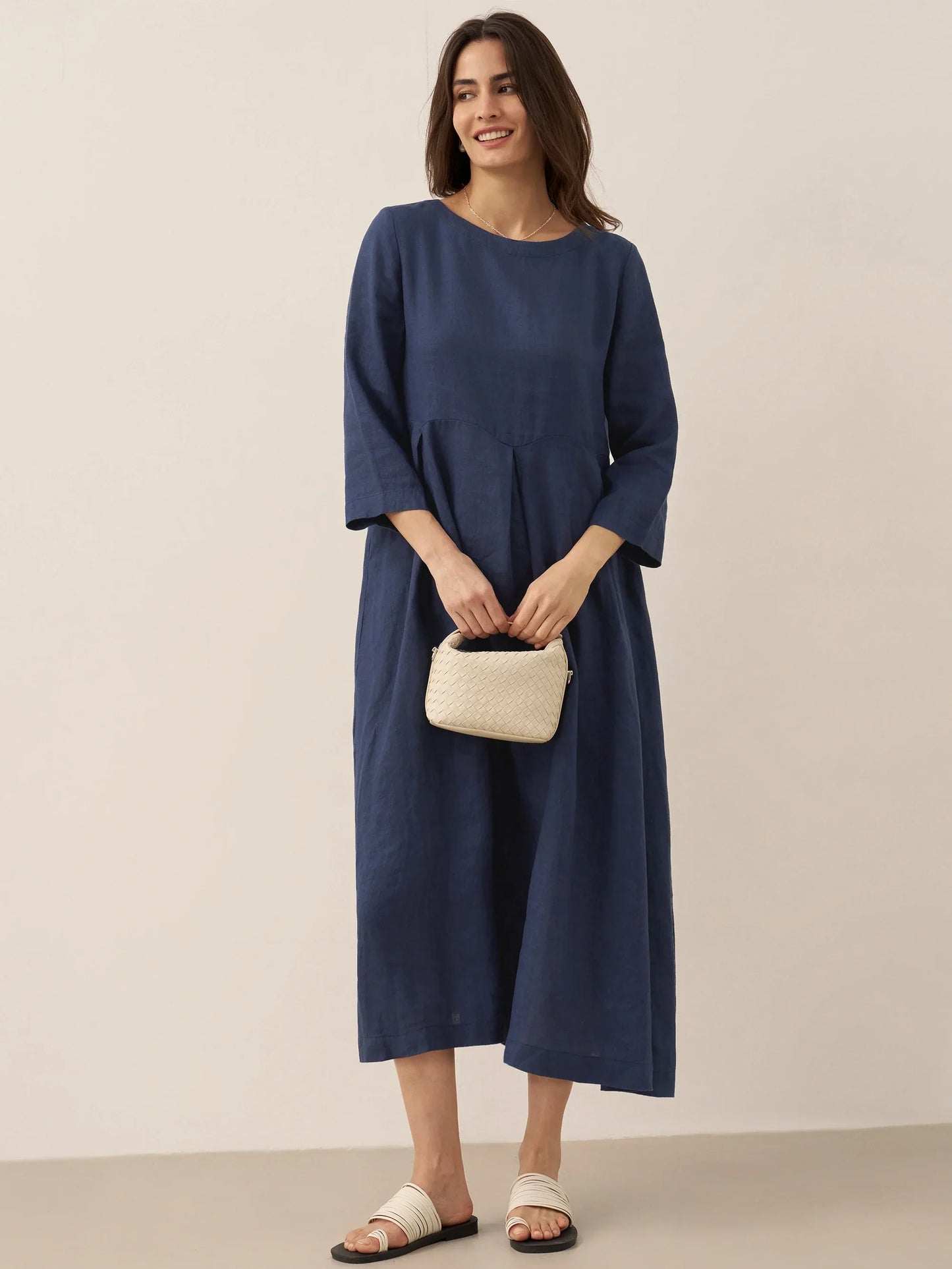 Élise™ | Robe longue en lin à plis