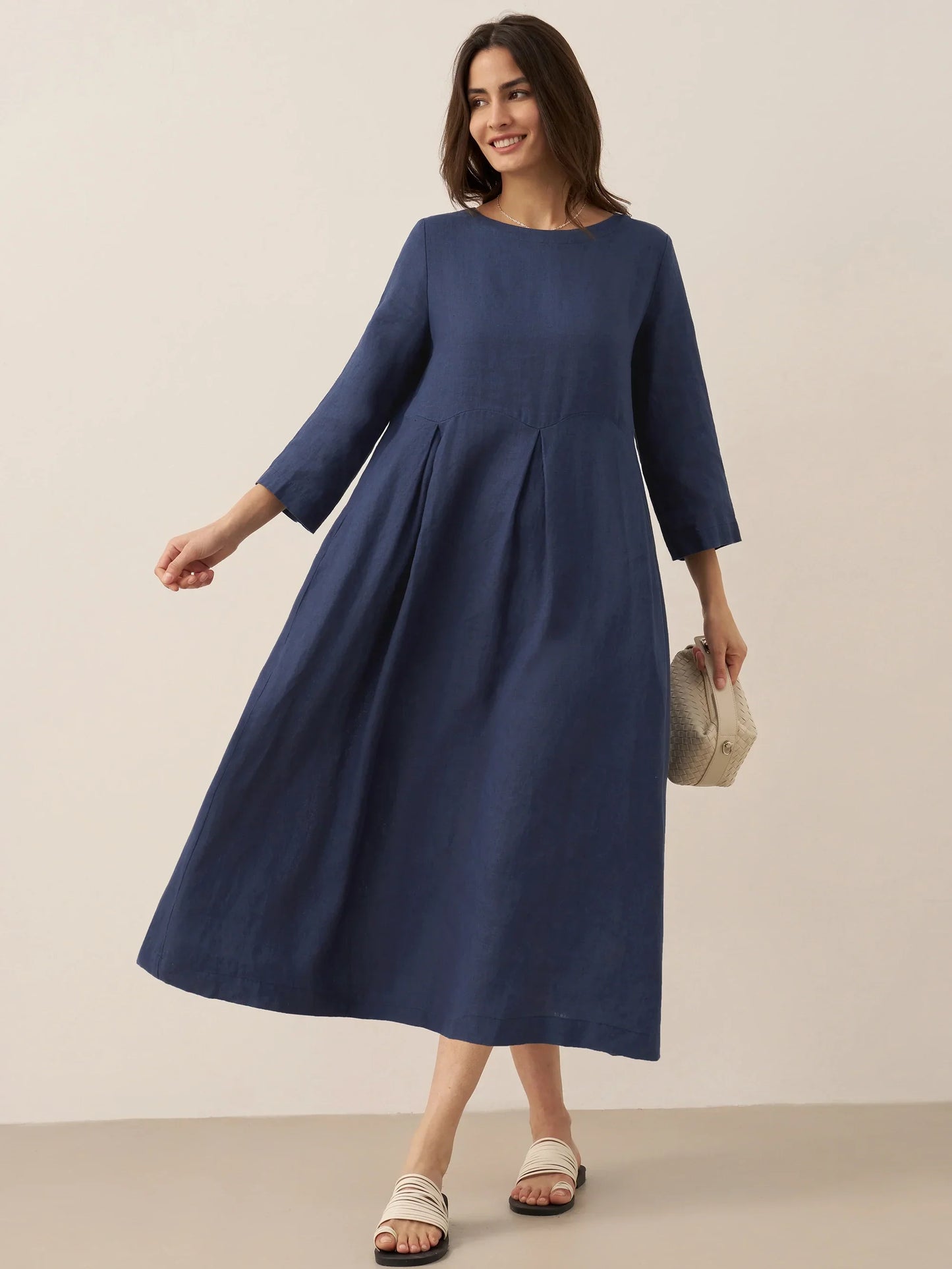 Élise™ | Robe longue en lin à plis