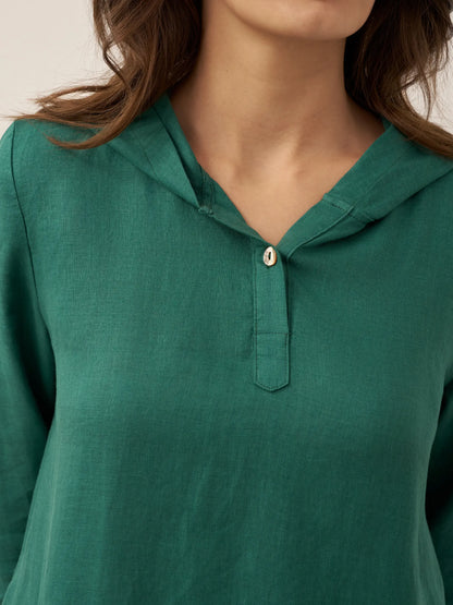 Solène™ | Robe longue en lin à capuche