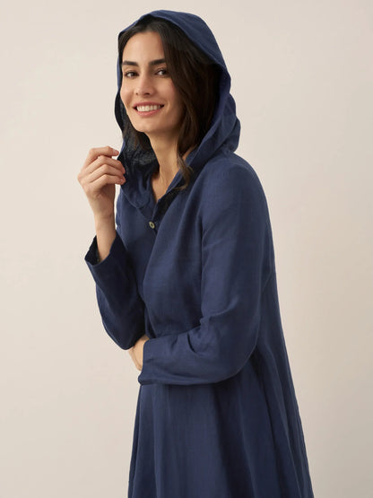 Solène™ | Robe longue en lin à capuche