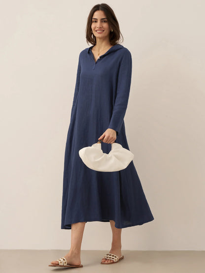 Solène™ | Robe longue en lin à capuche