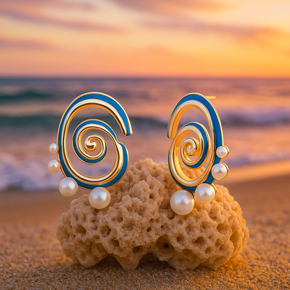 Lina™ | Boucles d’oreilles en perles bleues
